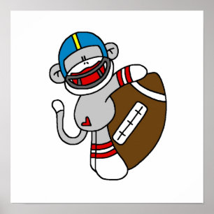 Sock Monkey Football T shirten en cadeaus Poster
