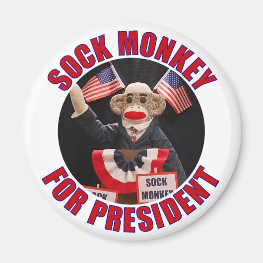 Sock Monkey for President Magnet (Devant)
