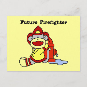 Sock Monkey Future Firefighter Tshirts en cadeaus Briefkaart