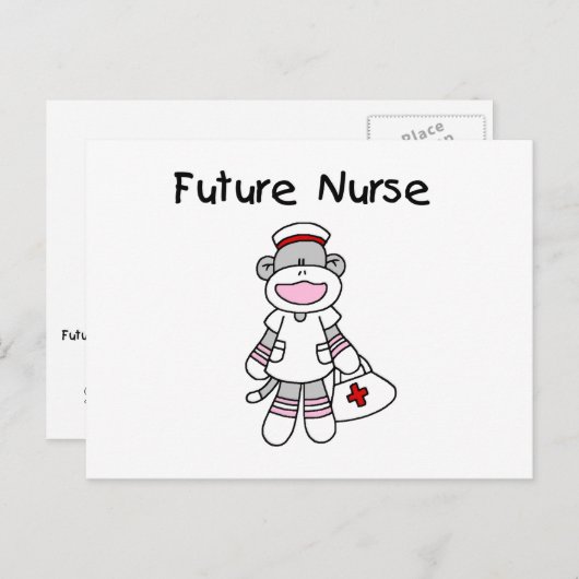Sock Monkey Future Neurse T-shirts en cadeautjes Briefkaart (Voorkant / Achterkant)