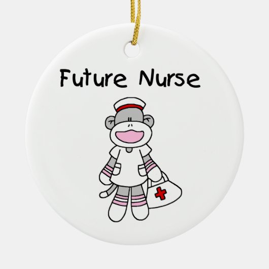 Sock Monkey Future Neurse T-shirts en cadeautjes Keramisch Ornament (Voorkant)