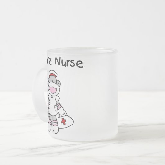 Sock Monkey Future Neurse T-shirts en cadeautjes Matglas Koffiemok (Voorkant links)