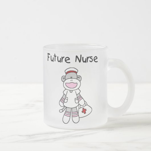 Sock Monkey Future Neurse T-shirts en cadeautjes Matglas Koffiemok (Rechts)