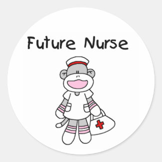 Sock Monkey Future Neurse T-shirts en cadeautjes Ronde Sticker