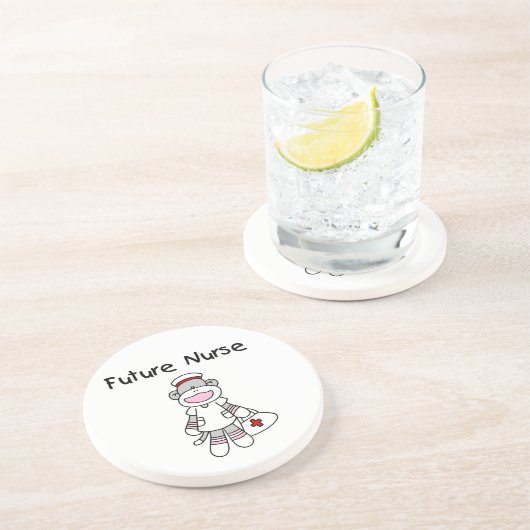 Sock Monkey Future Neurse T-shirts en cadeautjes Zandsteen Onderzetter (Zijkant)