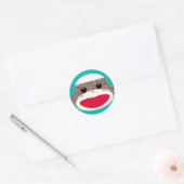 Sock Monkey Gezicht Stickers (Envelop)