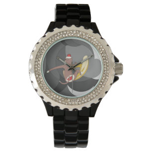 Sock Monkey ging op surfbananen Horloge