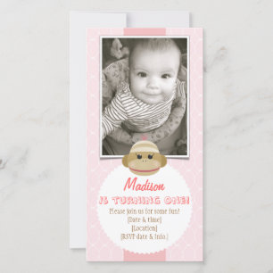 Sock Monkey Girl Anniversaire Invitation Nouveau b