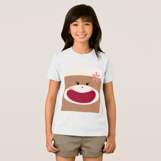 Sock Monkey Glimlach (Meisje) Tri-Blend Shirt (Voorkant volledig)