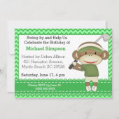 Sock Monkey Golf Birthday-uitnodigingen Kaart (Voorkant)