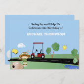 Sock Monkey Golf Invitations d'anniversaire (Devant / Derrière)