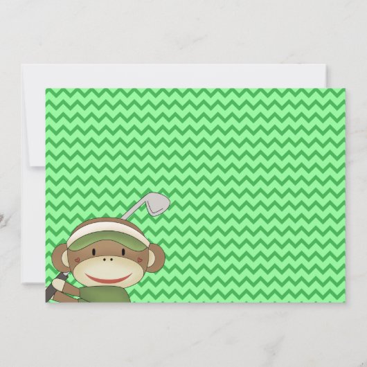 Sock Monkey Golf Invitations d'anniversaire (Dos)
