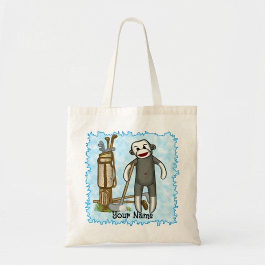Sock Monkey Golfer golf Canvas tas (Voorkant)
