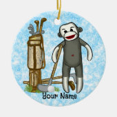 Sock Monkey Golfer golf Ornament (Voorkant)