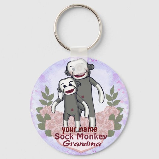 Sock Monkey Grandma Sleutelhanger (Voorkant)