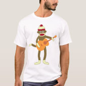 Sock Monkey Guitar Long-Maan Micro-Fiber T-Shirt (Voorkant)