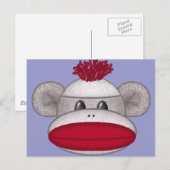 Sock Monkey Head Briefkaart (Voorkant / Achterkant)