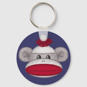Sock Monkey Head Sleutelhanger