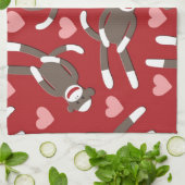 Sock Monkey Hearts Theedoek (Gevouwen)