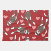 Sock Monkey Hearts Theedoek (Horizontaal)