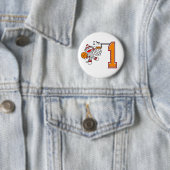 Sock Monkey Hoops 1st Birthday Button (In situ)