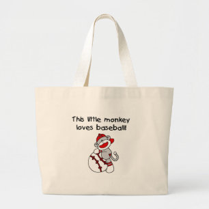 Sock Monkey houdt van honkbal Grote Tote Bag