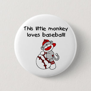 Sock Monkey houdt van honkbal Ronde Button 5,7 Cm