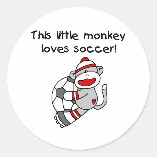 Sock Monkey houdt van Voetbal Ronde Sticker (Voorkant)