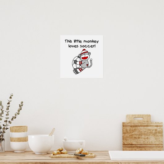 Sock Monkey houdt van Voetbal T-shirten en cadeaus Poster (Keuken)
