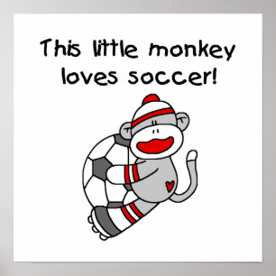 Sock Monkey houdt van Voetbal T-shirten en cadeaus Poster