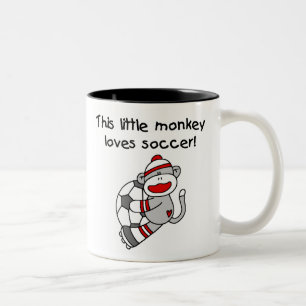Sock Monkey houdt van Voetbal Tweekleurige Koffiemok