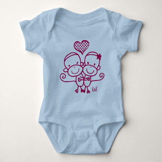 Sock Monkey Hugz Baby Bodysuit ~ Cherry roze (Voorkant)