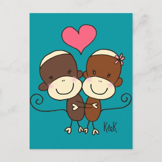Sock Monkey Hugz Briefkaart (Voorkant)