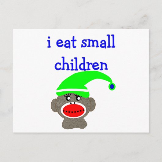 Sock Monkey "I EAT KLEINE KINDEREN" Briefkaart (Voorkant)