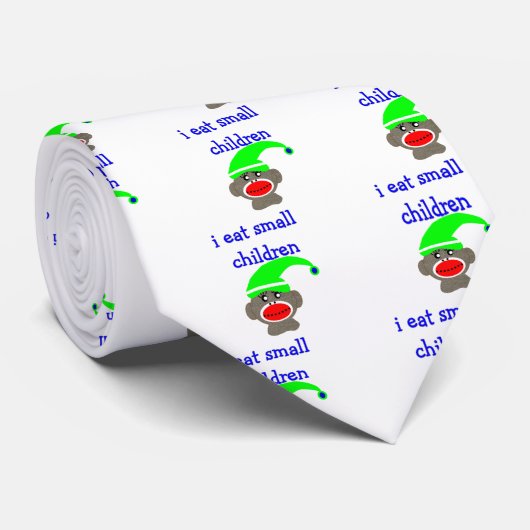 Sock Monkey "I EAT KLEINE KINDEREN" Stropdas (Opgerold)