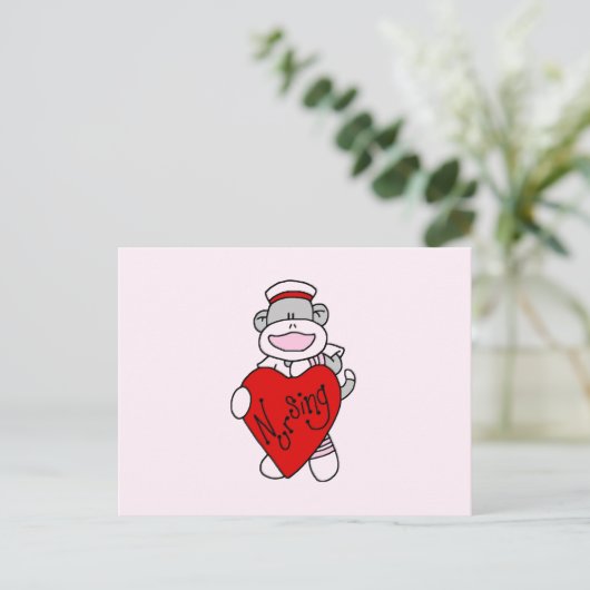 Sock Monkey I Love Nursing T-shirts and Gifts Briefkaart (Staand voorkant)