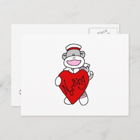 Sock Monkey I Love Nursing T-shirts and Gifts Briefkaart (Voorkant / Achterkant)