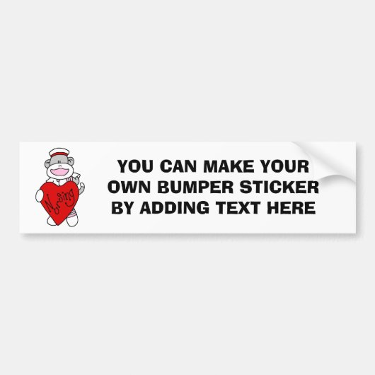Sock Monkey I Love Nursing T-shirts and Gifts Bumpersticker (Voorkant)