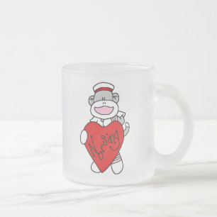 Sock Monkey I Love Nursing T-shirts and Gifts Matglas Koffiemok