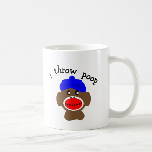 Sock Monkey "I THROW POOP" Koffiemok (Rechts)