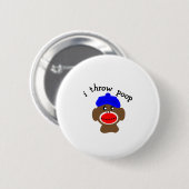 Sock Monkey "I THROW POOP" Ronde Button 5,7 Cm (Voorkant /achterkant)
