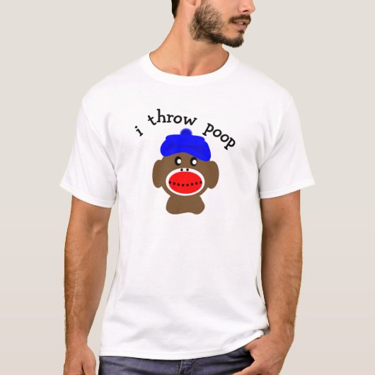 Sock Monkey "I THROW POOP" T-shirt (Voorkant)