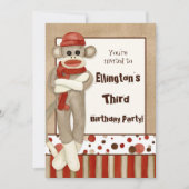 Sock Monkey, Invitation de fête d'anniversaire (Devant)