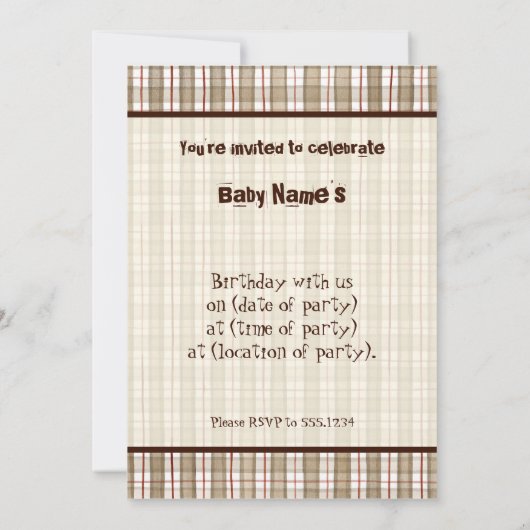 Sock Monkey, Invitation de fête d'anniversaire (Dos)