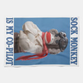 Sock Monkey is mijn co-piloot Theedoek (Horizontaal)