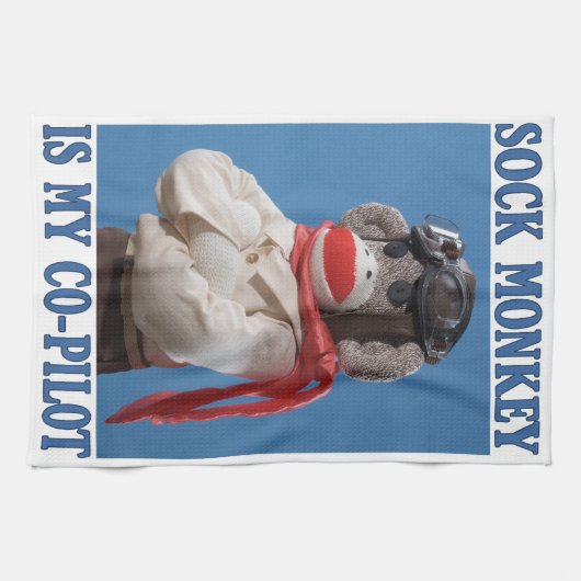 Sock Monkey is mijn co-piloot Theedoek (Horizontaal)