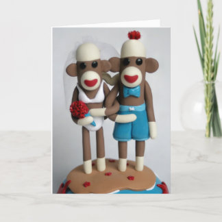 Sock Monkey Island Wedding Kaart