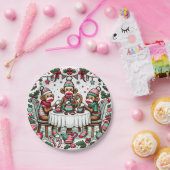 Sock Monkey Kerstmis Tea Party Papieren Bordje (Feest)