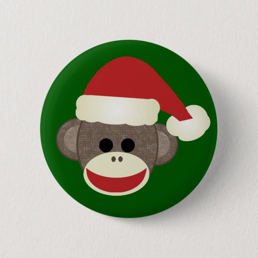 Sock Monkey kerstpin Ronde Button 5,7 Cm (Voorkant)