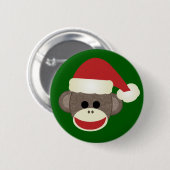 Sock Monkey kerstpin Ronde Button 5,7 Cm (Voorkant /achterkant)